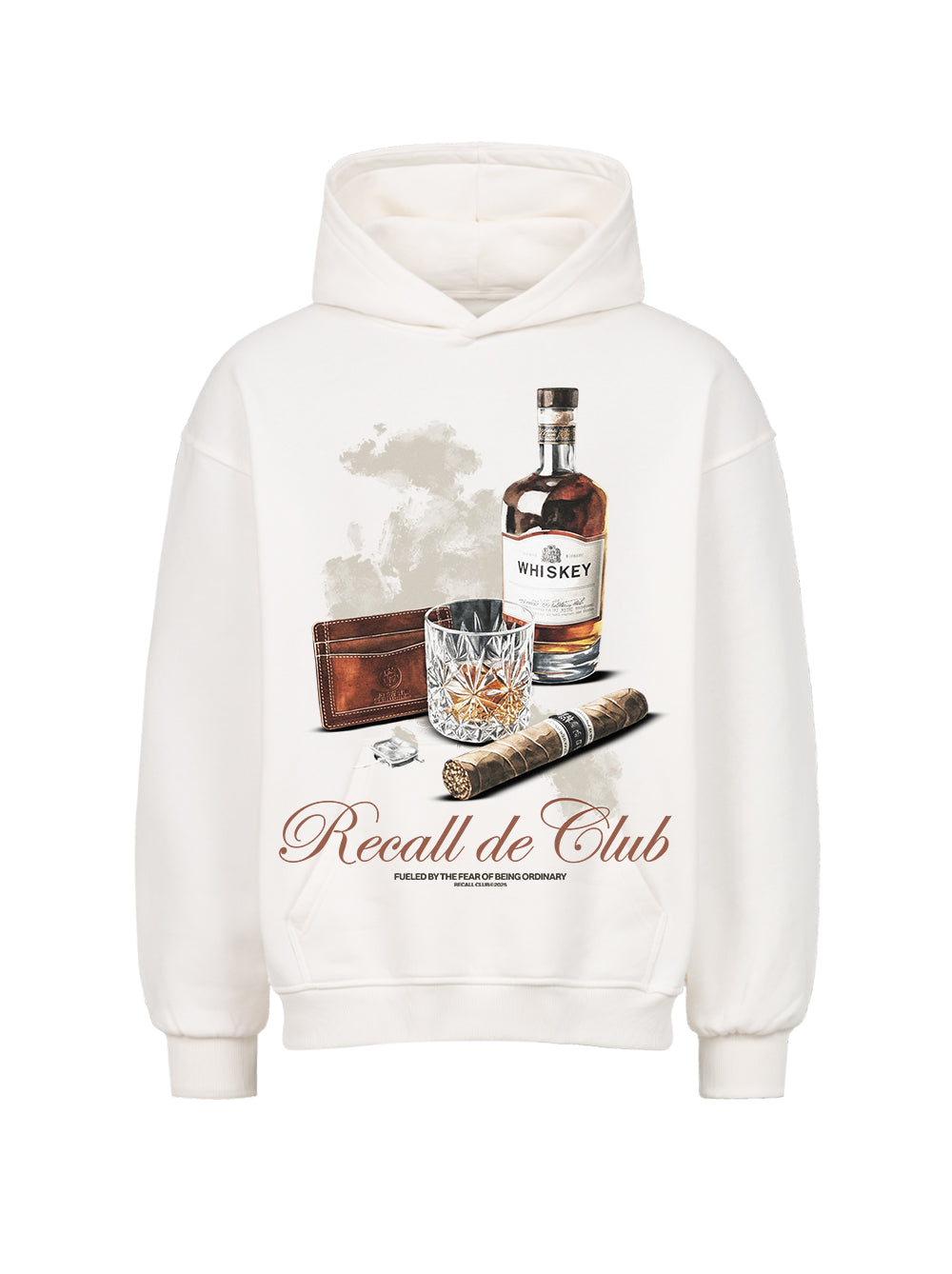 Whiskey Oversized Hoodie - Mit Taschendruck
