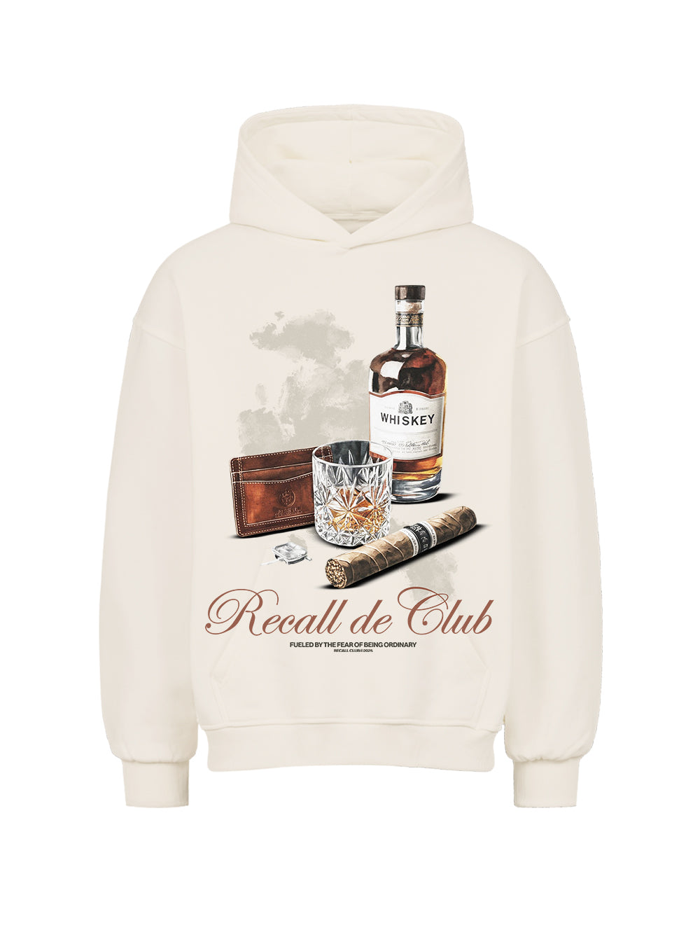 Whiskey Oversized Hoodie - Mit Taschendruck